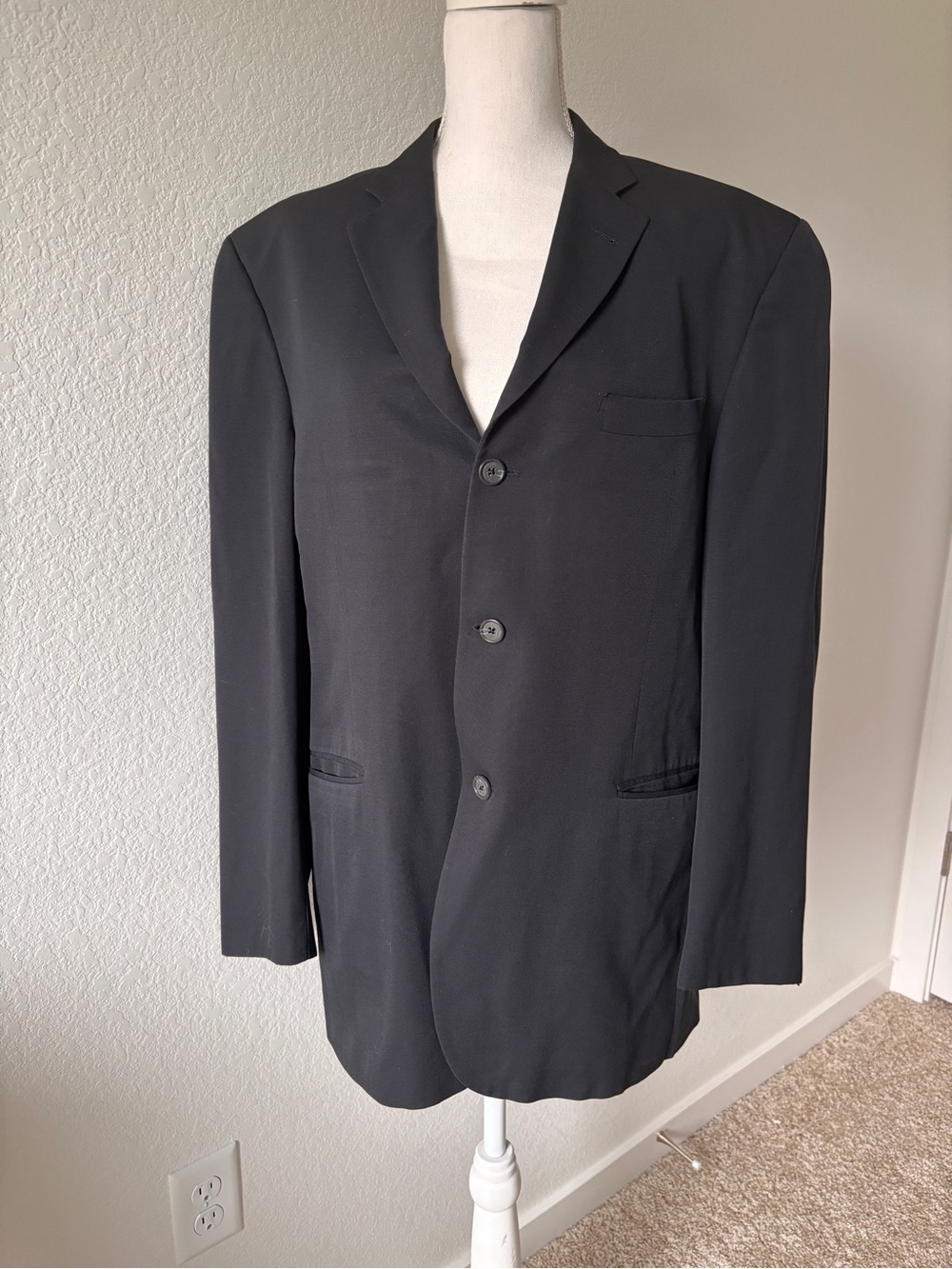 Burberry 42 Reg Black Bond 100% wool Men's Three-Button Sport Coat